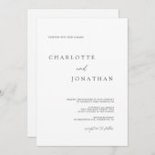 Modernes, elegantes Script Black and White Wedding Einladung (Vorne/Hinten)