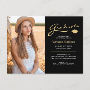 Modernes, elegantes Script Black & Gold 2 Foto G Postkarte