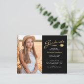 Modernes, elegantes Script Black & Gold | 2 Foto G Postkarte (Stehend Vorderseite)