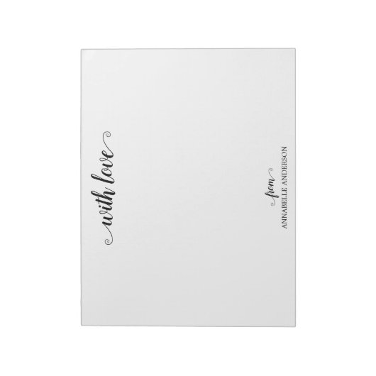 Modernes, elegantes Script Black mit Liebe Notizblock (Rotiert)