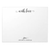 Modernes, elegantes Script Black mit Liebe Notizblock (Vorderseite)