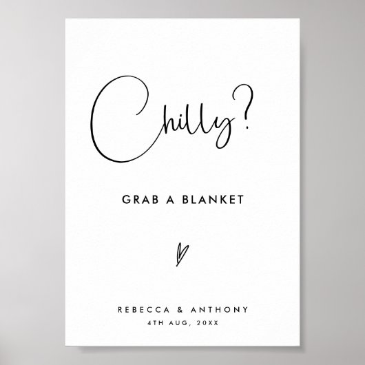 Modernes, elegantes Script-Blanket-Hochzeitszeiche Poster (Vorne)