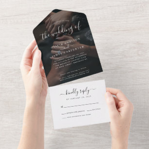 Modernes, elegantes Script Calligraphy Foto Weddin All In One Einladung