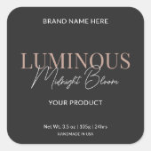 Modernes, elegantes Script Candle Packaging Label  Quadratischer Aufkleber (Vorderseite)
