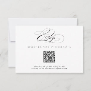 Modernes, elegantes Script Classic QR Code Wedding RSVP Karte