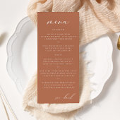 Modernes, elegantes Script Clay Wedding Menu Werbekarte
