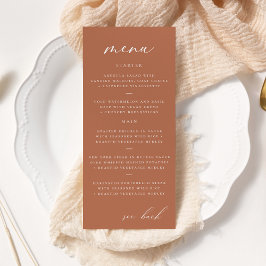 Modernes, elegantes Script Clay Wedding Menu Werbekarte