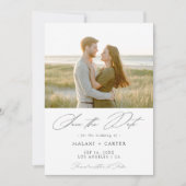 Modernes, elegantes Script Coastal Beach Foto Hoch Save The Date (Vorderseite)