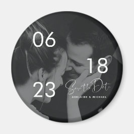 Modernes, elegantes Script Couple-Foto Save the Da Magnet