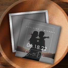 Modernes, elegantes Script Couple-Foto Save the Da Magnet