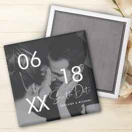 Modernes, elegantes Script Couple-Foto Save the Da Magnet