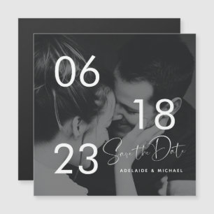 Modernes, elegantes Script Couple-Foto Save the Da Magnetkarte