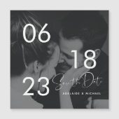 Modernes, elegantes Script Couple-Foto Save the Da Magnetkarte (Vorderseite)