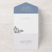 Modernes, elegantes Script Dusty Blue 2 Foto Weddi All In One Einladung (Außenbereich)