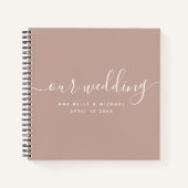 Modernes, elegantes Script Earth Tone Wedding Gues Notizblock (Vorderseite)