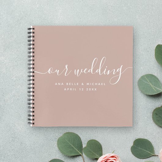 Modernes, elegantes Script Earth Tone Wedding Gues Notizblock