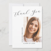 Modernes, elegantes Script Einfaches Foto Abschlus Dankeskarte (Vorderseite)