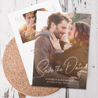 Modernes, elegantes Script Einfaches Foto Save The Date