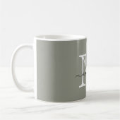 Modernes, elegantes Script Evergreen Fog Monogram Kaffeetasse (Links)