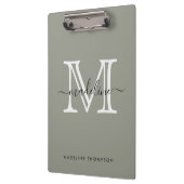 Modernes, elegantes Script Evergreen Fog Monogram Klemmbrett (Links)