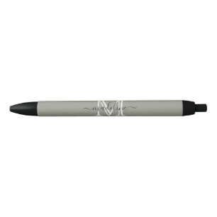 Modernes, elegantes Script Evergreen Fog Monogram Kugelschreiber