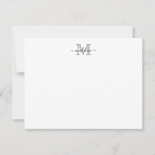 Modernes, elegantes Script Evergreen Fog Monogram Mitteilungskarte