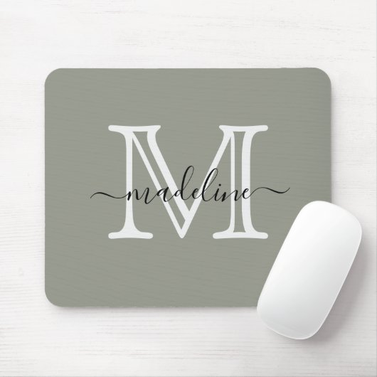 Modernes, elegantes Script Evergreen Fog Monogram Mousepad (Mit Mouse)