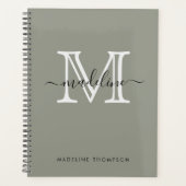 Modernes, elegantes Script Evergreen Fog Monogram Planer (Vorderseite)