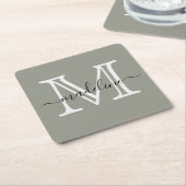Modernes, elegantes Script Evergreen Fog Monogram Rechteckiger Pappuntersetzer (angewinkelt)