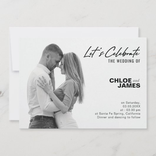 Modernes, elegantes Script-Foto - Einladung zur Ho (Vorderseite)