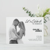 Modernes, elegantes Script-Foto - Einladung zur Ho (Stehend Vorderseite)