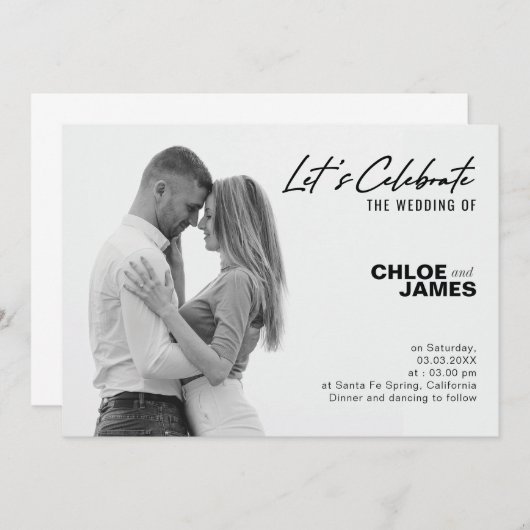 Modernes, elegantes Script-Foto - Einladung zur Ho (Vorne/Hinten)