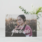 Modernes, elegantes Script-Foto High School Abschl Ankündigung (Stehend Vorderseite)