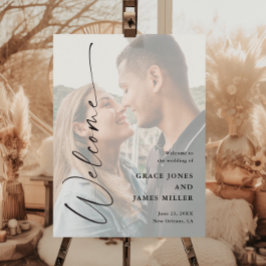 Modernes, elegantes Script-Foto Hochzeit Willkomme