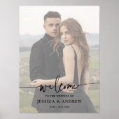 Modernes, elegantes Script-Foto Hochzeit Willkomme Poster (Vorne)