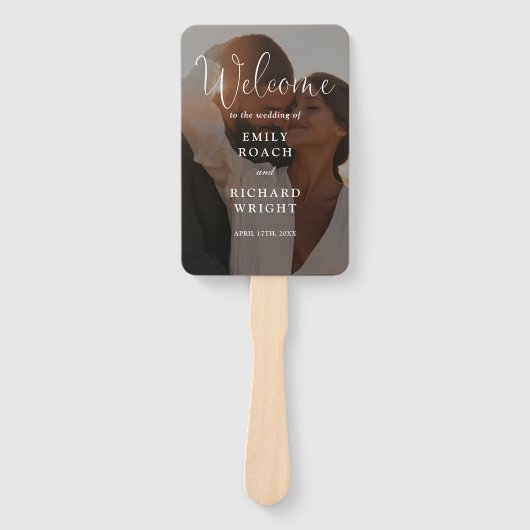 Modernes, elegantes Script-Foto-Hochzeitsprogramm Fächer (Vorderseite)