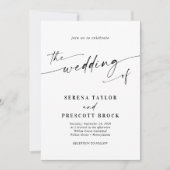 Modernes, elegantes Script-Foto QR-Code Hochzeit Einladung (Vorderseite)