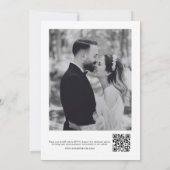 Modernes, elegantes Script-Foto QR-Code Hochzeit Einladung (Rückseite)