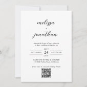 Modernes, elegantes Script-Foto QR-Code-UAwg Weddi Einladung (Vorderseite)