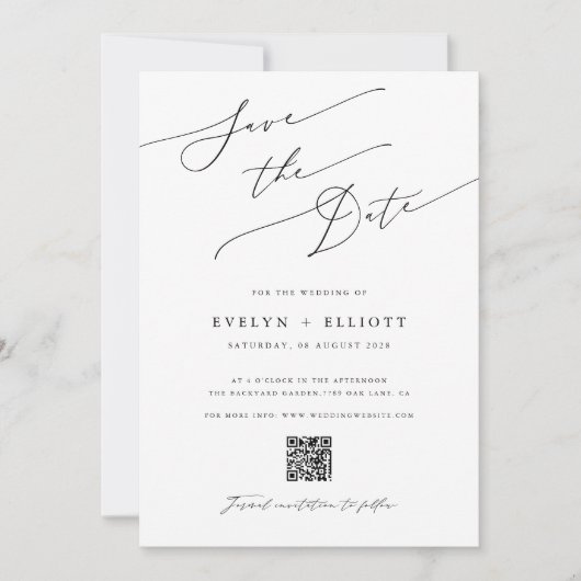 Modernes, elegantes Script-Foto Save the Date (Vorderseite)