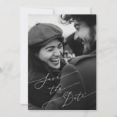 Modernes, elegantes Script-Foto Save the Date (Rückseite)