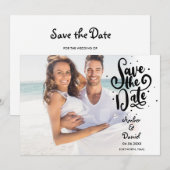 Modernes, elegantes Script-Foto Save the Date Einladung (Vorne/Hinten)