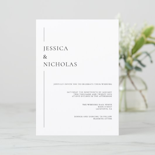 Modernes, elegantes Script-Foto Wedding Classic Einladung (Stehend Vorderseite)