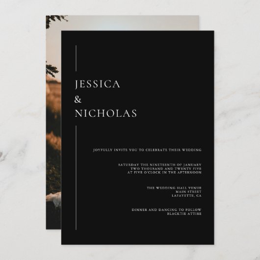 Modernes, elegantes Script-Foto Wedding Classic Einladung (Vorne/Hinten)