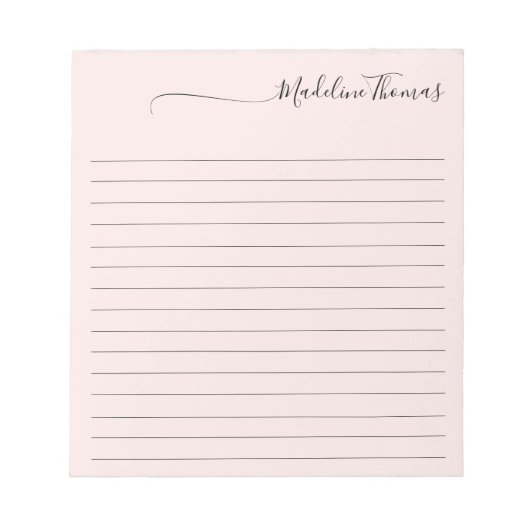 Modernes, elegantes Script Girly Pink Name Notizblock (Vorderseite)
