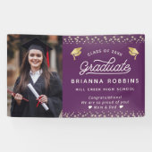 Modernes, elegantes Script Gold Abschluss Foto Lil Banner (Horizontal)