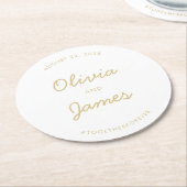 Modernes, elegantes Script Gold Wedding Custom Has Runder Pappuntersetzer (Angewinkelt)