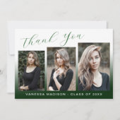 Modernes, elegantes Script Gradient Green 3 Foto G Dankeskarte (Vorderseite)