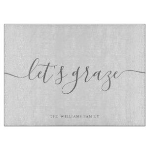 Modernes, elegantes Script Gray Family Grazing Boa Schneidebrett