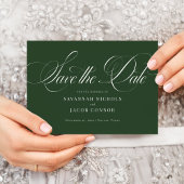 Modernes, elegantes Script Green Save The Date